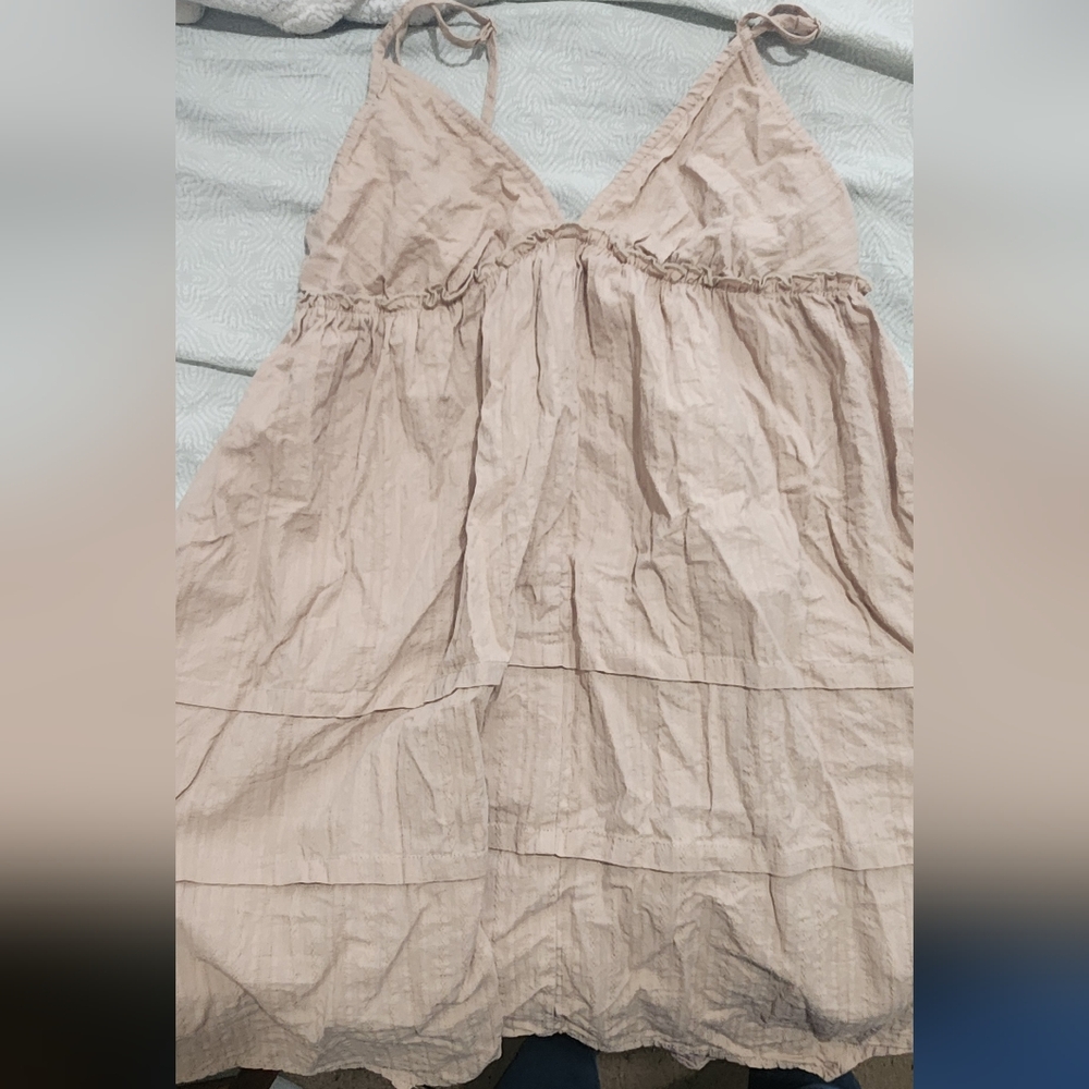 Ruffled Beige Sleeveless Top